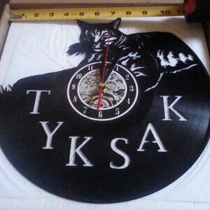 TYKSAK Cat Vinyl Wall C Lock Vinyl Record Wall Clock with Cat Design,
